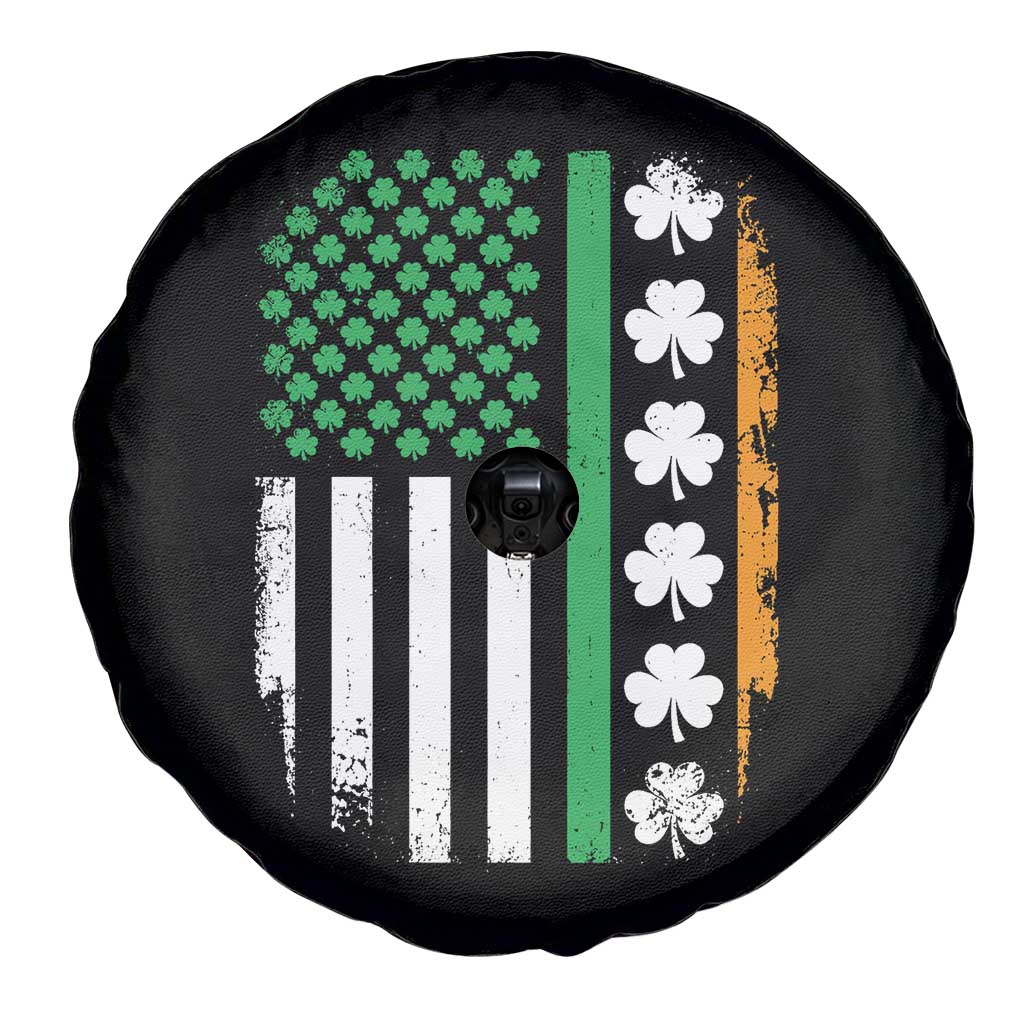 USA Flag With Shamrocks Spare Tire Cover St Patricks Day Gift