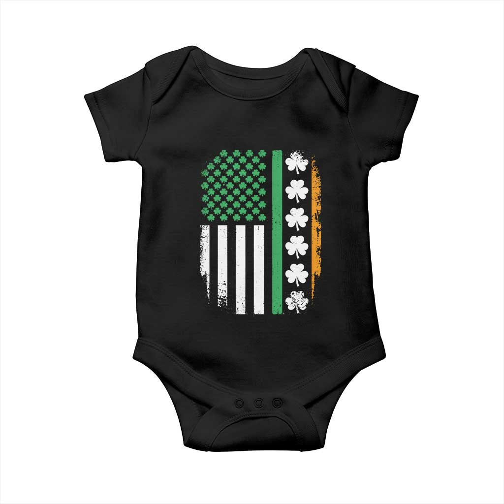 USA Flag With Shamrocks Baby Onesie St Patricks Day Gift