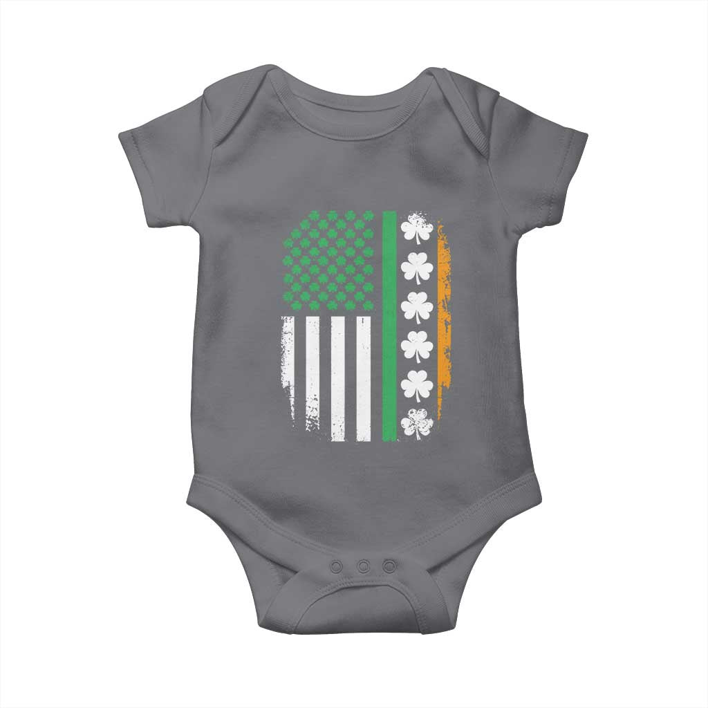 USA Flag With Shamrocks Baby Onesie St Patricks Day Gift