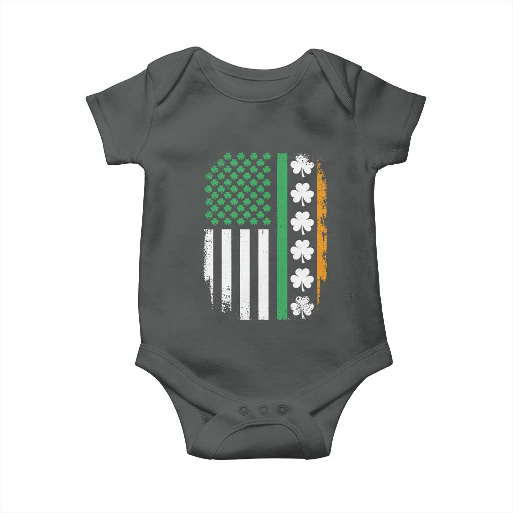 USA Flag With Shamrocks Baby Onesie St Patricks Day Gift