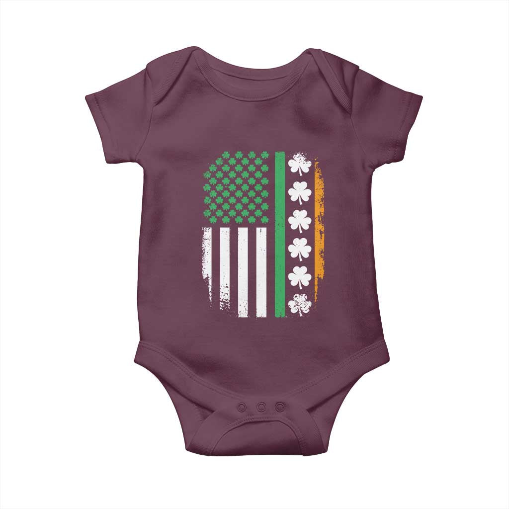 USA Flag With Shamrocks Baby Onesie St Patricks Day Gift