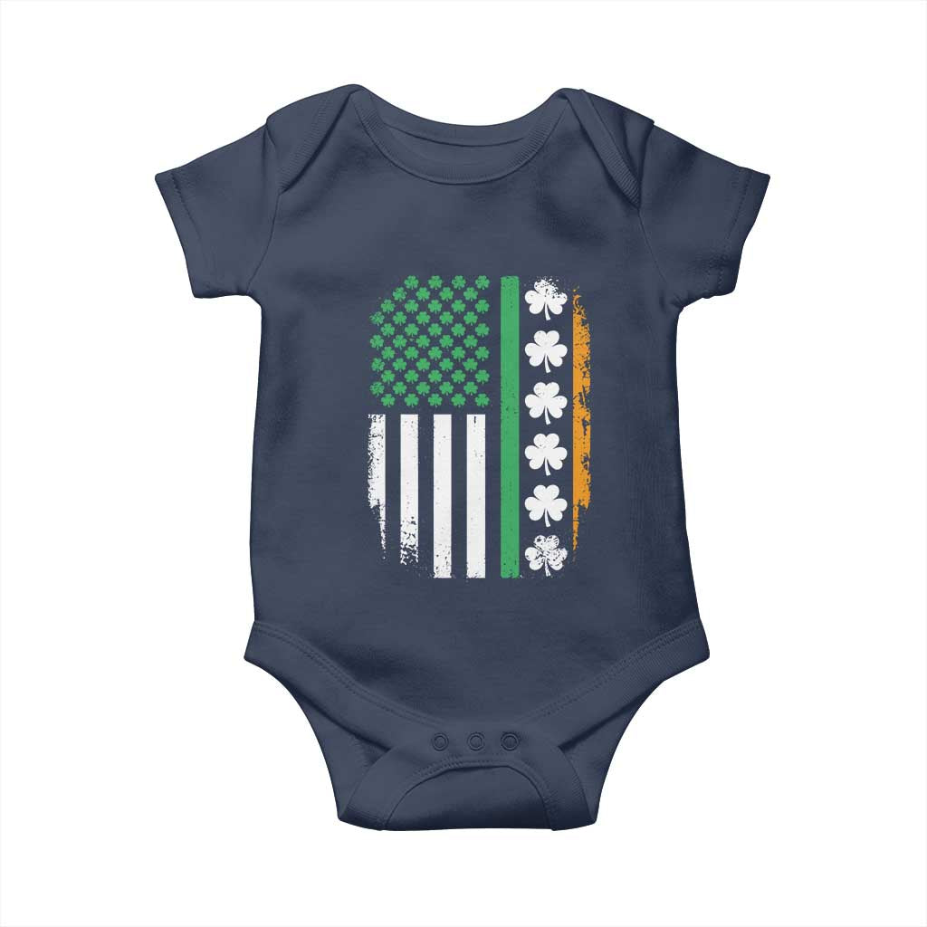 USA Flag With Shamrocks Baby Onesie St Patricks Day Gift