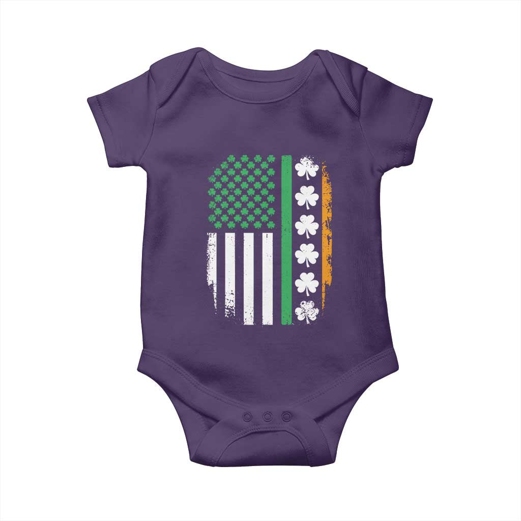 USA Flag With Shamrocks Baby Onesie St Patricks Day Gift
