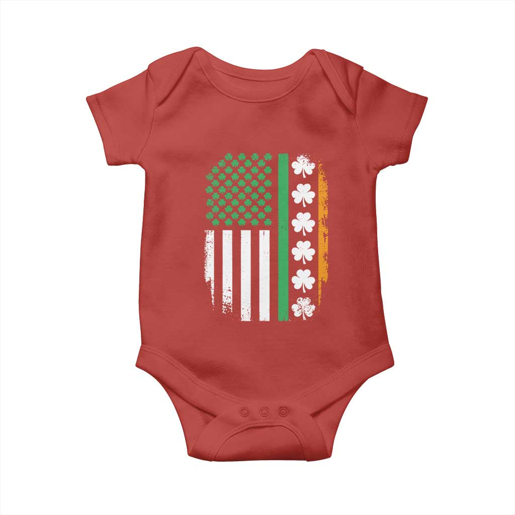 USA Flag With Shamrocks Baby Onesie St Patricks Day Gift