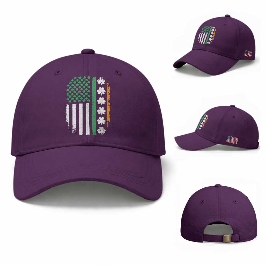 USA Flag With Shamrocks Baseball Cap St Patricks Day Gift
