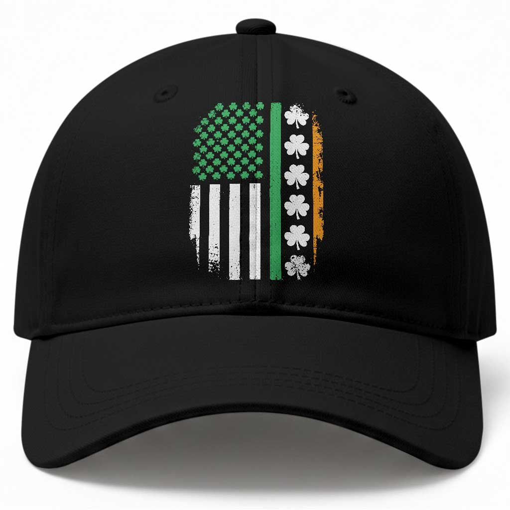 USA Flag With Shamrocks Baseball Cap St Patricks Day Gift