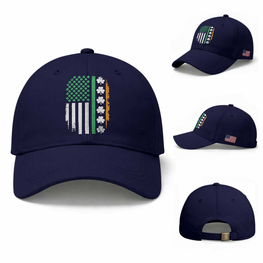 USA Flag With Shamrocks Baseball Cap St Patricks Day Gift