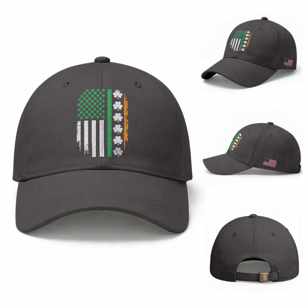 USA Flag With Shamrocks Baseball Cap St Patricks Day Gift
