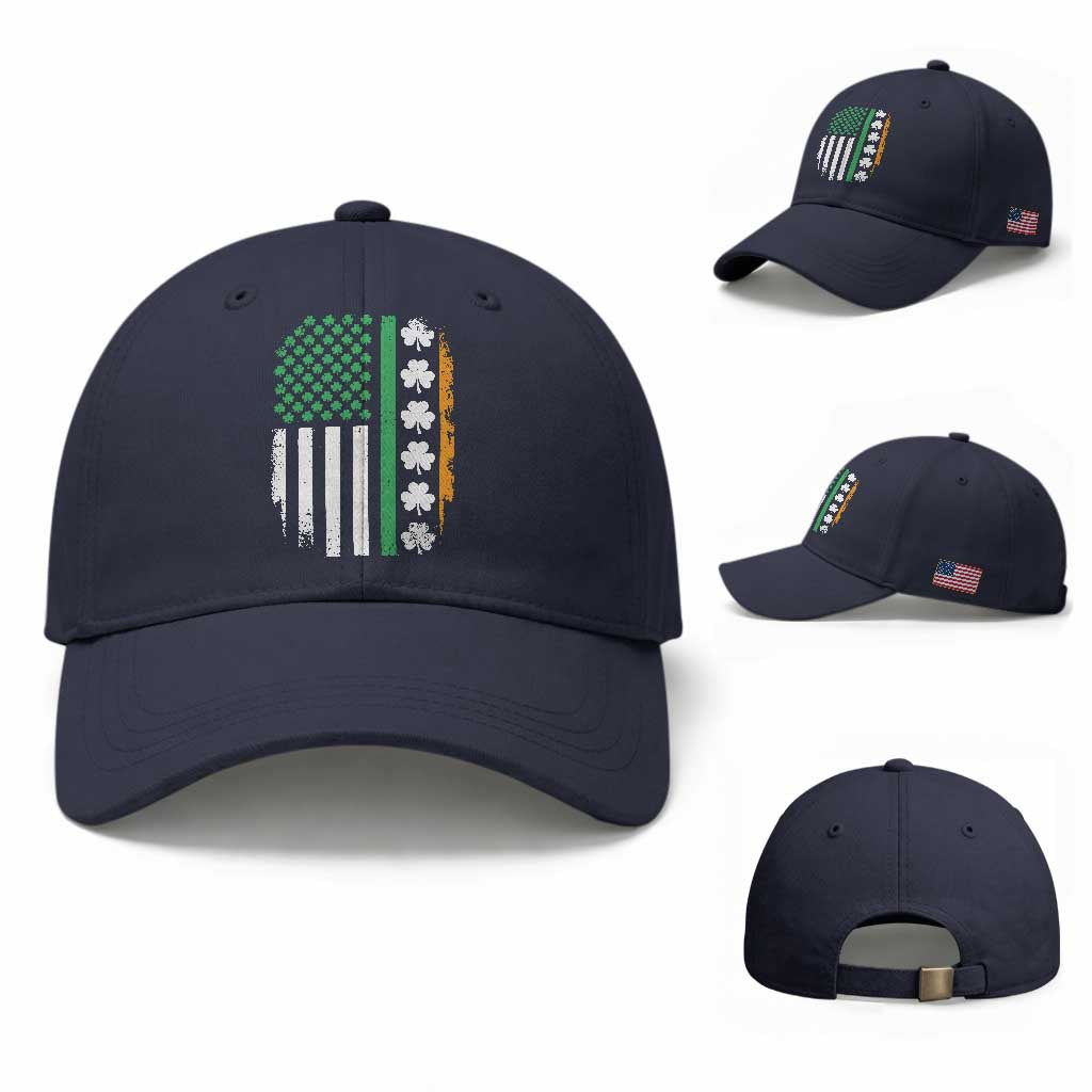 USA Flag With Shamrocks Baseball Cap St Patricks Day Gift