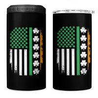 USA Flag With Shamrocks 4 in 1 Can Cooler Tumbler St Patricks Day Gift