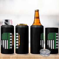 USA Flag With Shamrocks 4 in 1 Can Cooler Tumbler St Patricks Day Gift