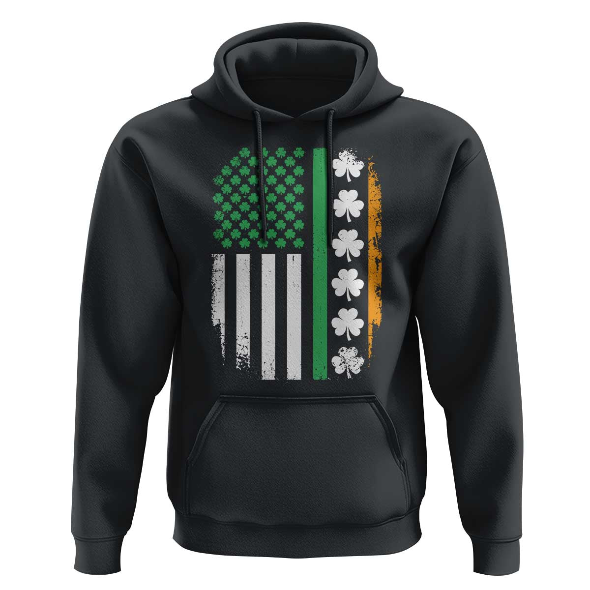 USA Flag With Shamrocks Hoodie St Patricks Day Gift