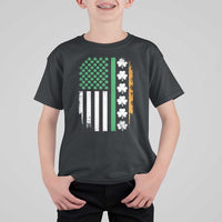 USA Flag With Shamrocks T Shirt For Kid St Patricks Day Gift