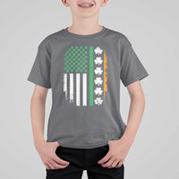 USA Flag With Shamrocks T Shirt For Kid St Patricks Day Gift