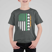 USA Flag With Shamrocks T Shirt For Kid St Patricks Day Gift
