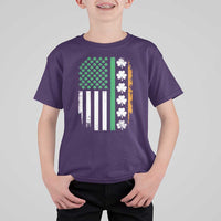 USA Flag With Shamrocks T Shirt For Kid St Patricks Day Gift