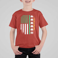 USA Flag With Shamrocks T Shirt For Kid St Patricks Day Gift