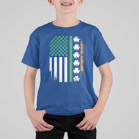 USA Flag With Shamrocks T Shirt For Kid St Patricks Day Gift