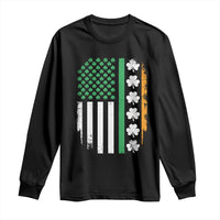 USA Flag With Shamrocks Long Sleeve Shirt St Patricks Day Gift