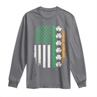 USA Flag With Shamrocks Long Sleeve Shirt St Patricks Day Gift
