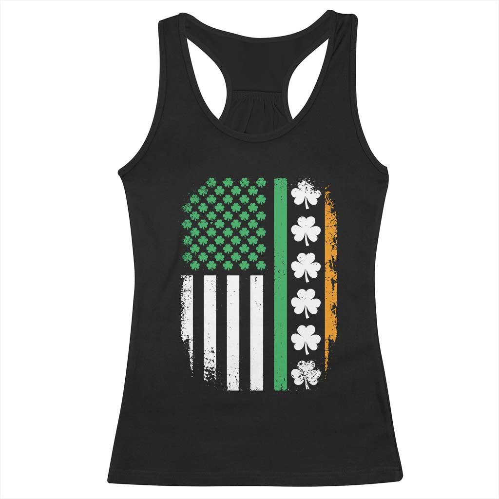 USA Flag With Shamrocks Racerback Tank Top St Patricks Day Gift
