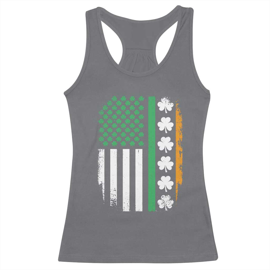 USA Flag With Shamrocks Racerback Tank Top St Patricks Day Gift