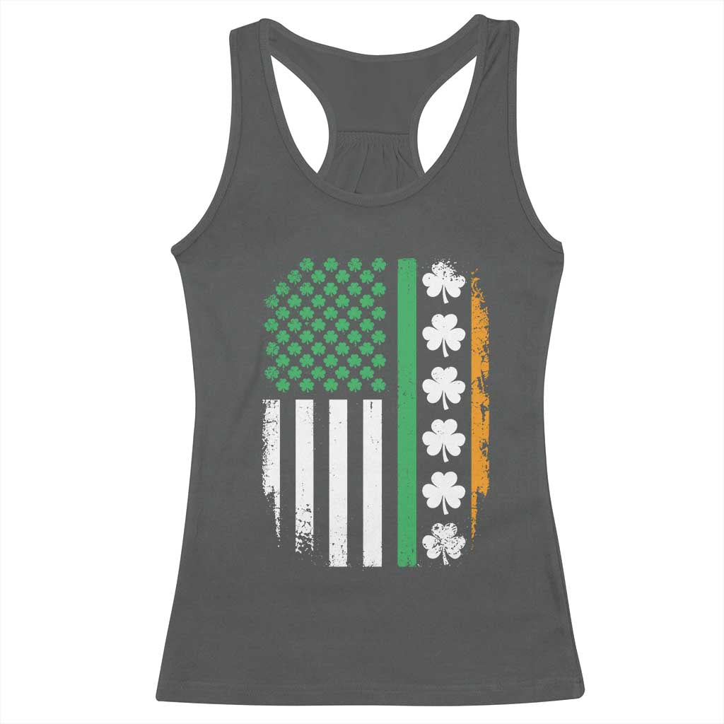 USA Flag With Shamrocks Racerback Tank Top St Patricks Day Gift
