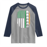 USA Flag With Shamrocks Raglan Shirt St Patricks Day Gift
