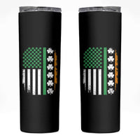 USA Flag With Shamrocks Skinny Tumbler St Patricks Day Gift