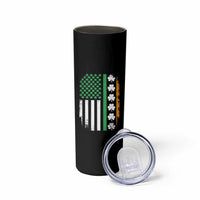 USA Flag With Shamrocks Skinny Tumbler St Patricks Day Gift