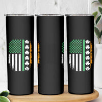 USA Flag With Shamrocks Skinny Tumbler St Patricks Day Gift