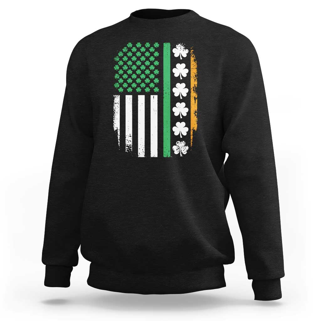 USA Flag With Shamrocks Sweatshirt St Patricks Day Gift
