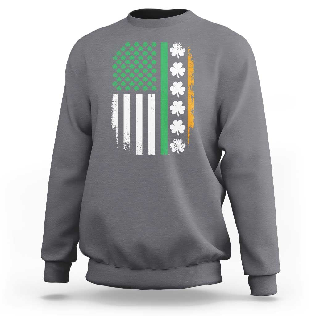 USA Flag With Shamrocks Sweatshirt St Patricks Day Gift