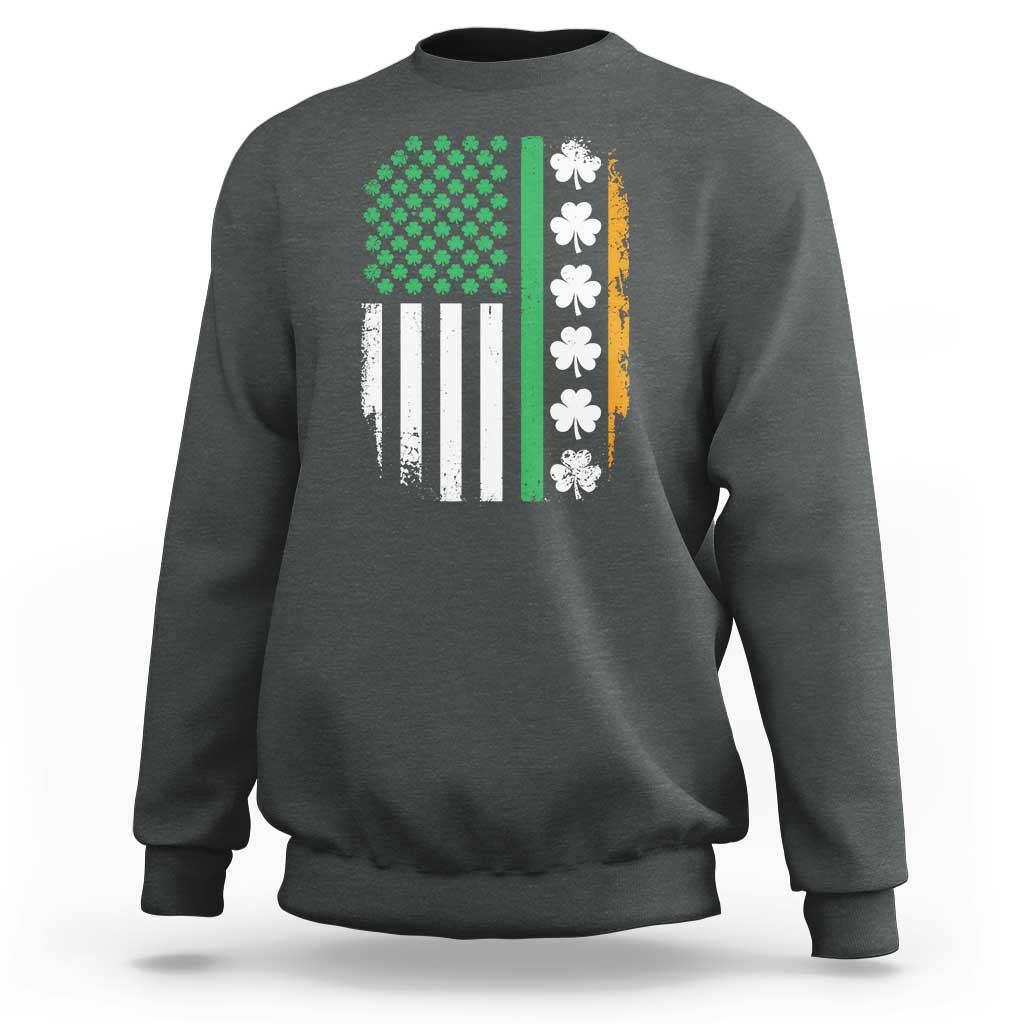 USA Flag With Shamrocks Sweatshirt St Patricks Day Gift