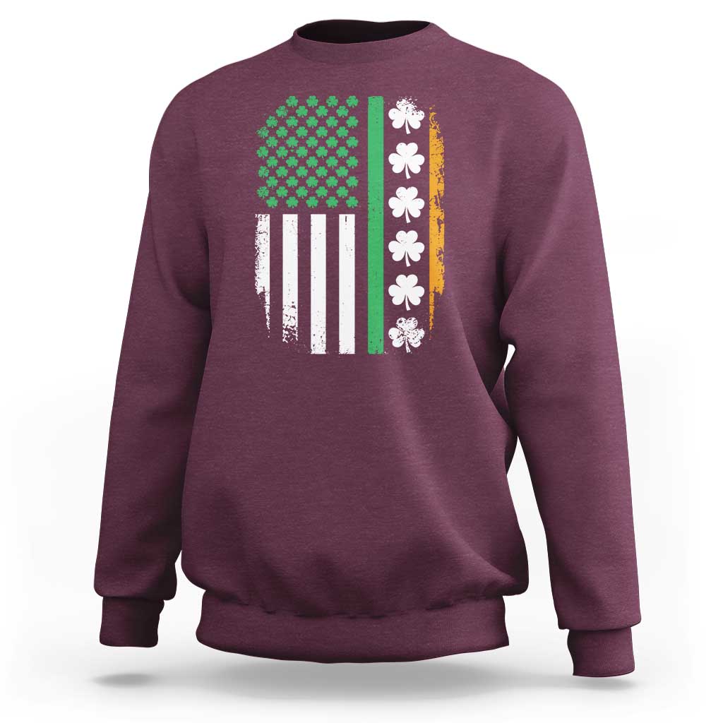 USA Flag With Shamrocks Sweatshirt St Patricks Day Gift