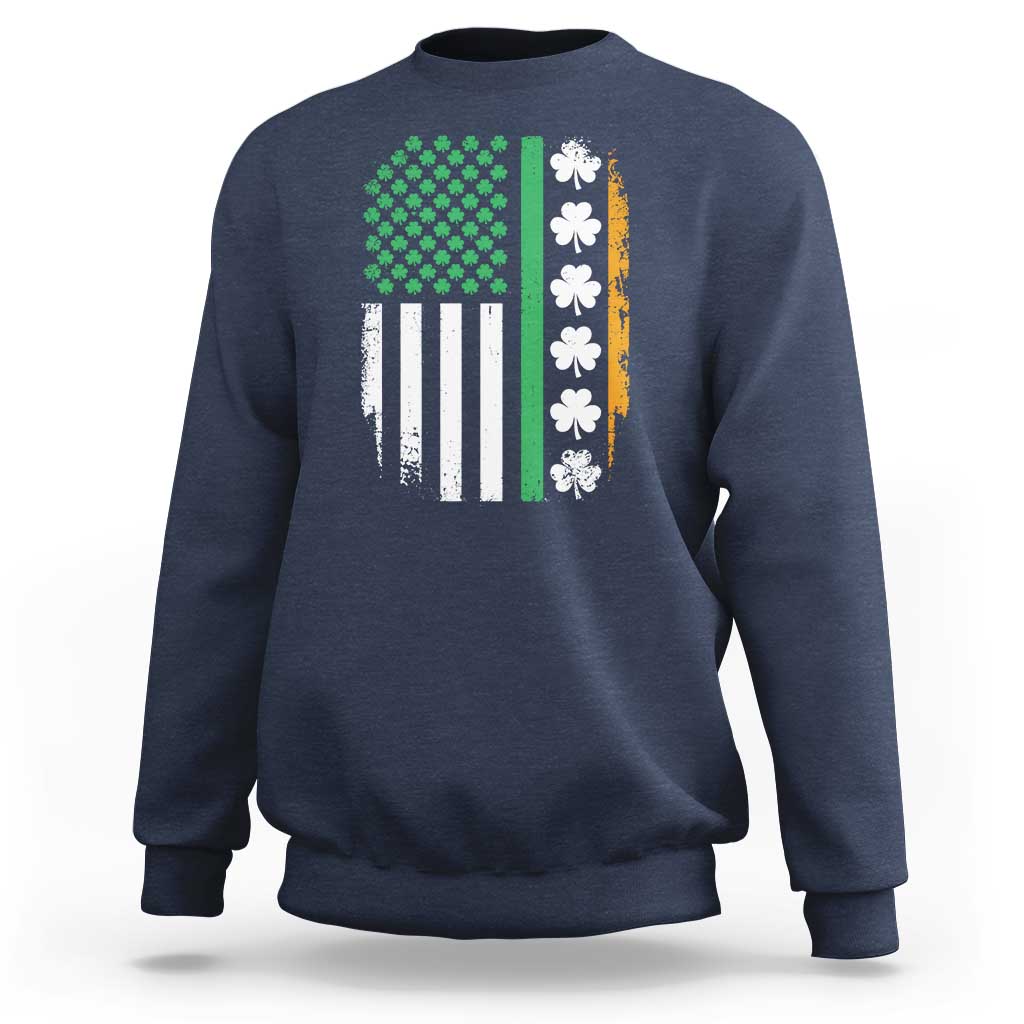 USA Flag With Shamrocks Sweatshirt St Patricks Day Gift