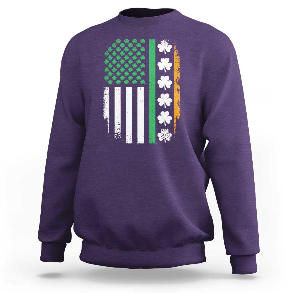 USA Flag With Shamrocks Sweatshirt St Patricks Day Gift