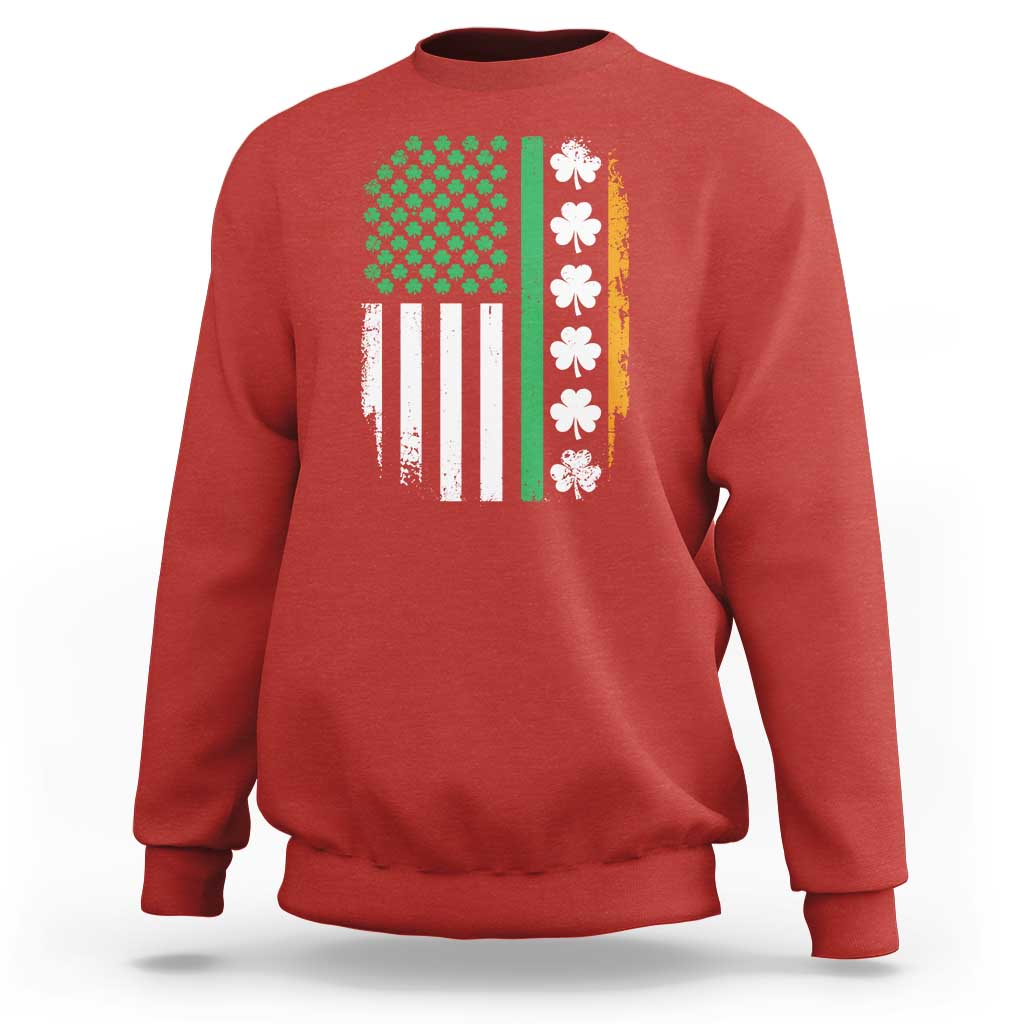 USA Flag With Shamrocks Sweatshirt St Patricks Day Gift