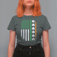 USA Flag With Shamrocks T Shirt For Women St Patricks Day Gift