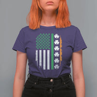 USA Flag With Shamrocks T Shirt For Women St Patricks Day Gift