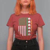 USA Flag With Shamrocks T Shirt For Women St Patricks Day Gift