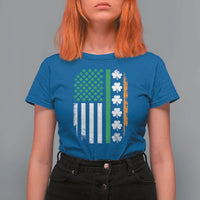 USA Flag With Shamrocks T Shirt For Women St Patricks Day Gift