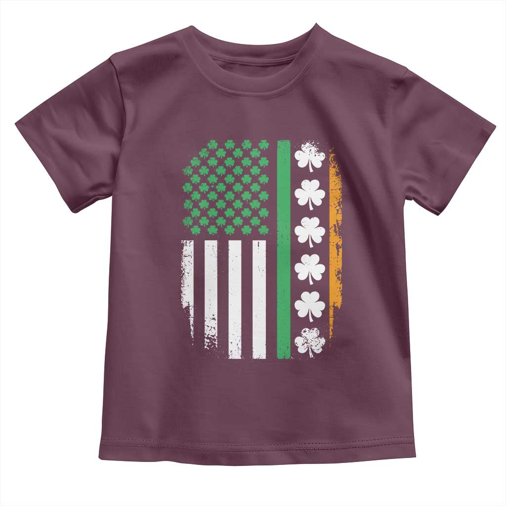 USA Flag With Shamrocks Toddler T Shirt St Patricks Day Gift