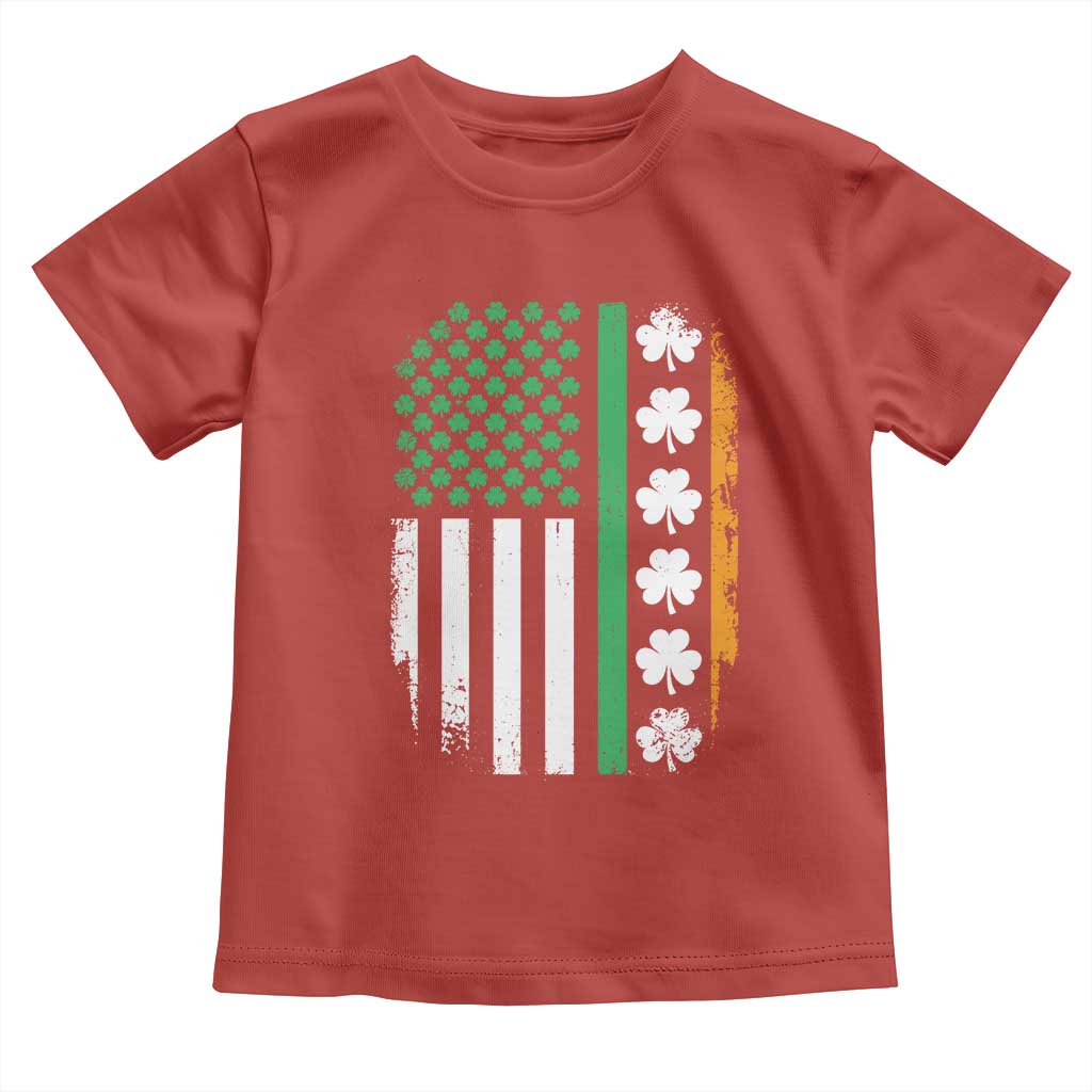 USA Flag With Shamrocks Toddler T Shirt St Patricks Day Gift