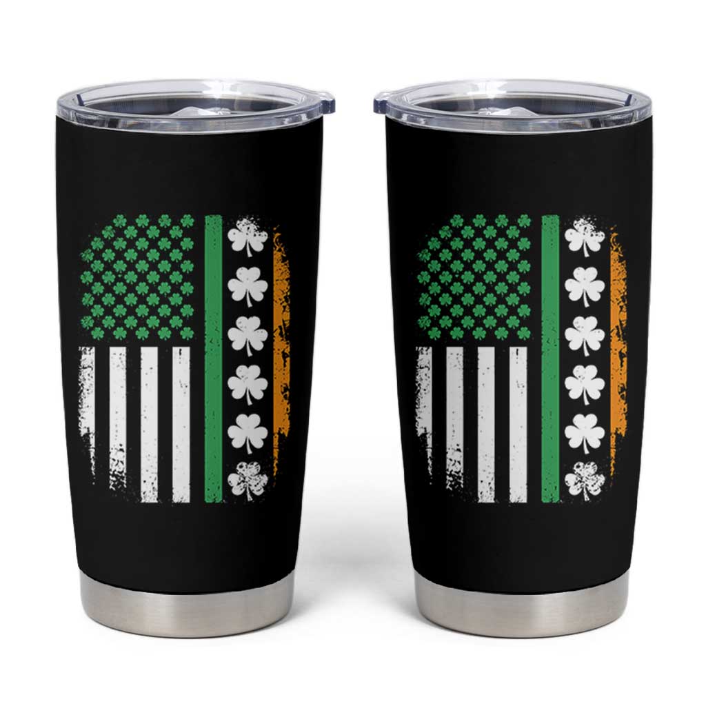 USA Flag With Shamrocks Tumbler Cup St Patricks Day Gift