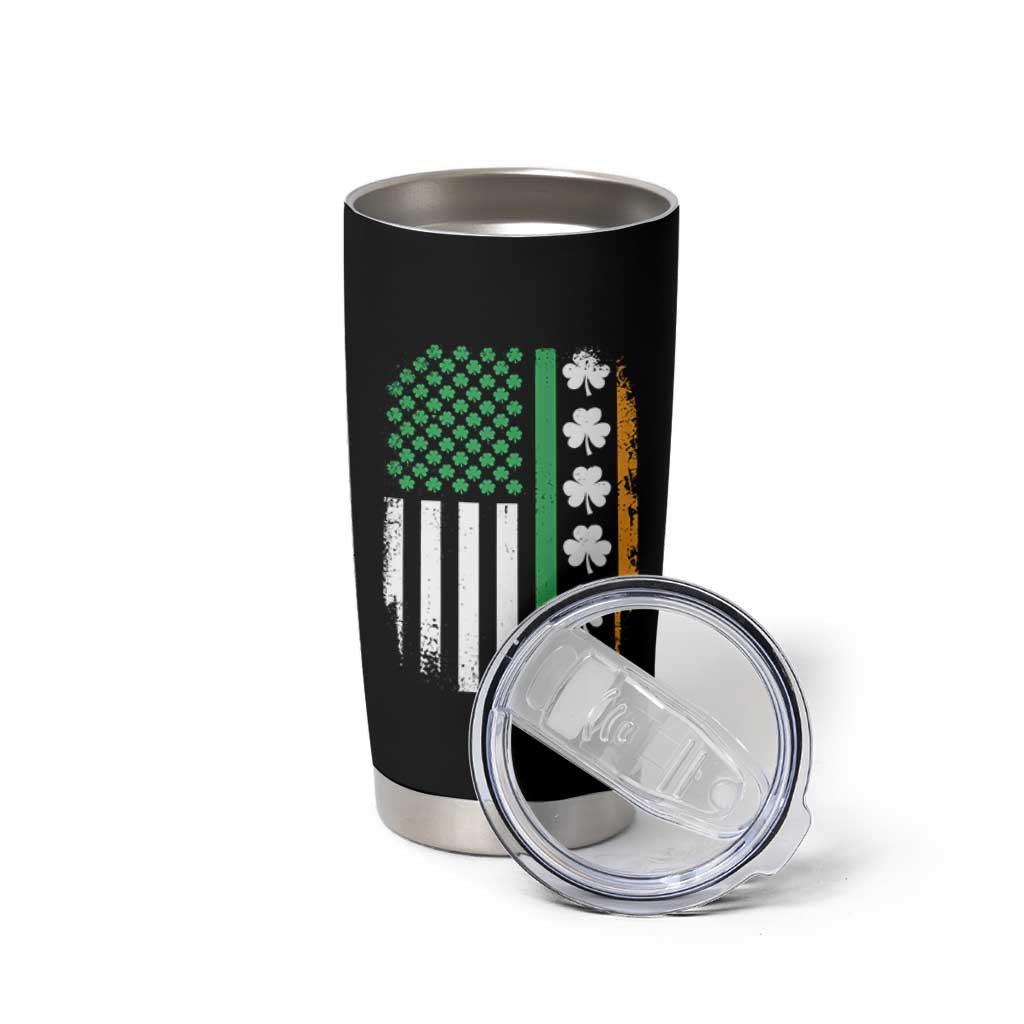 USA Flag With Shamrocks Tumbler Cup St Patricks Day Gift