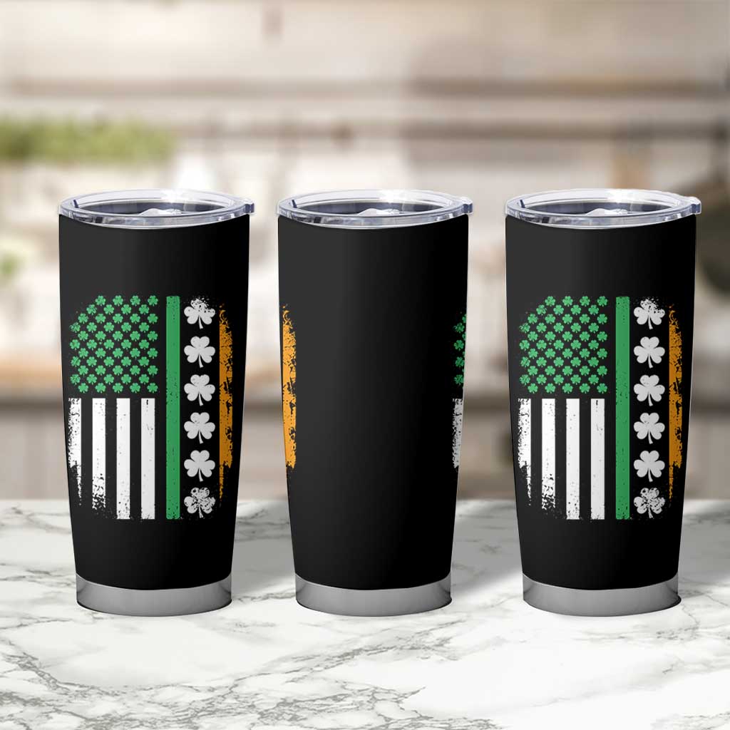 USA Flag With Shamrocks Tumbler Cup St Patricks Day Gift