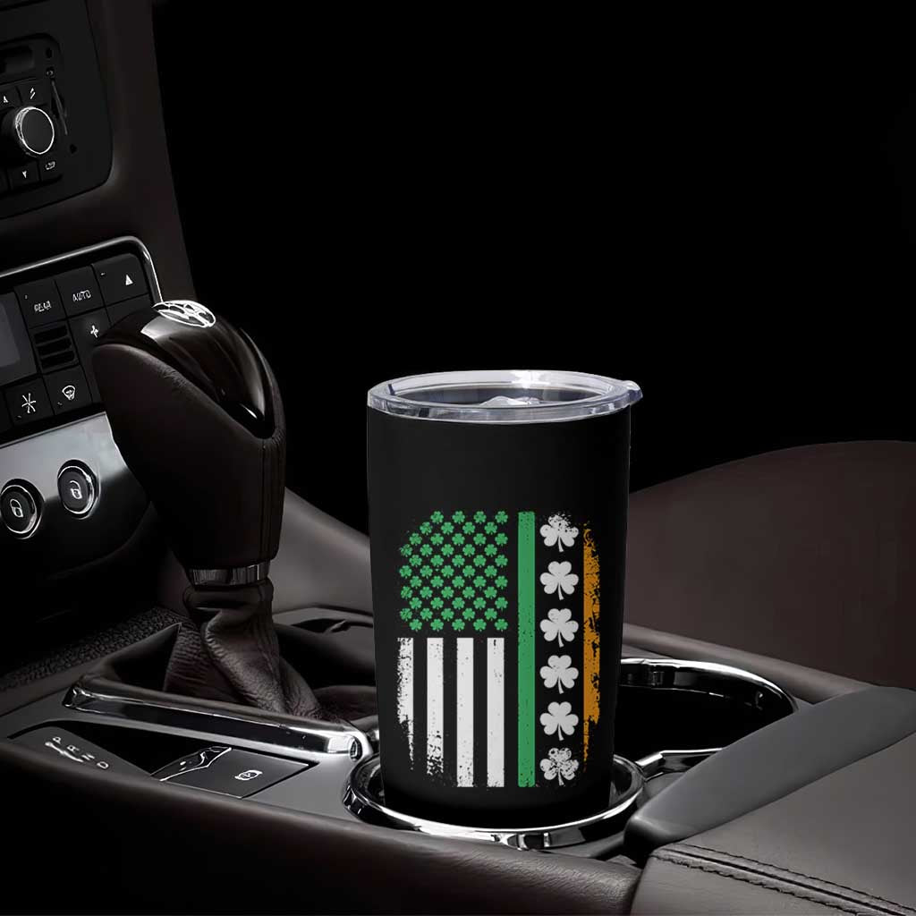 USA Flag With Shamrocks Tumbler Cup St Patricks Day Gift