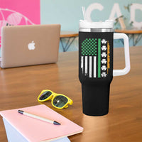 USA Flag With Shamrocks Tumbler With Handle St Patricks Day Gift