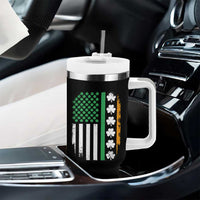 USA Flag With Shamrocks Tumbler With Handle St Patricks Day Gift